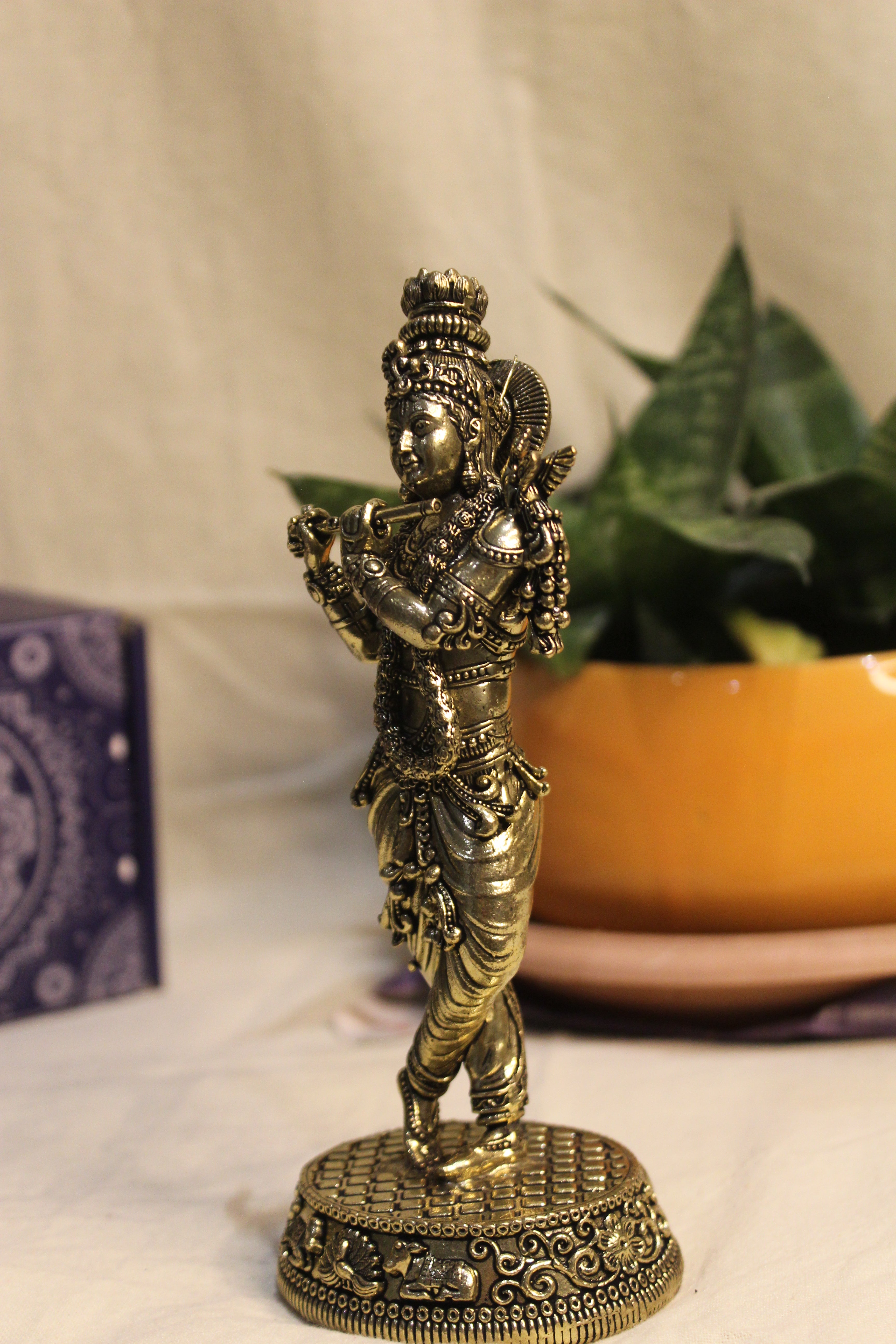 Handcrafted Brass Krishna Idol 7"  – Divine Symbol of Love and Devotion
